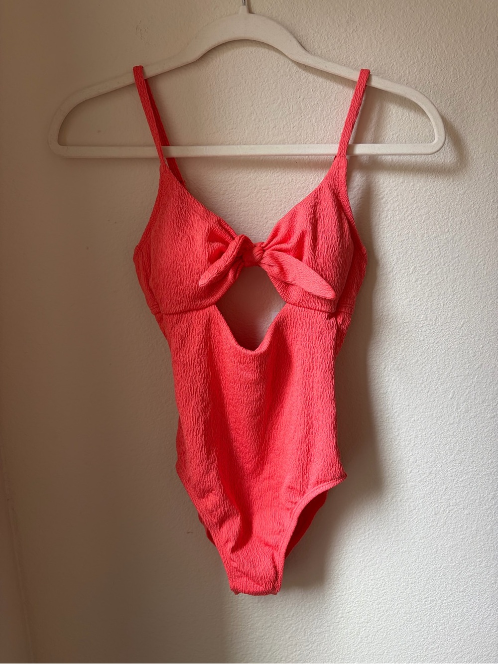 Shade & Shore Women’s One-Piece Swimsuit with Front Knot in Coral